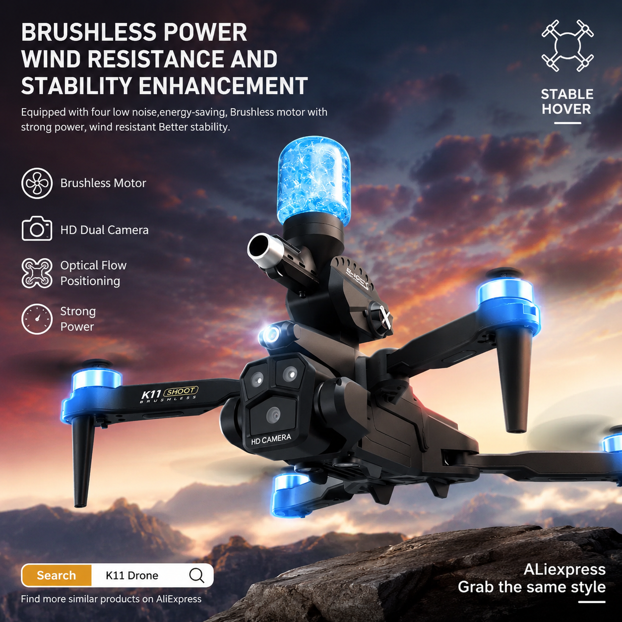 K11MAX Drone with Water Bombs  - огляд і ціна Drone Gimbal Mount